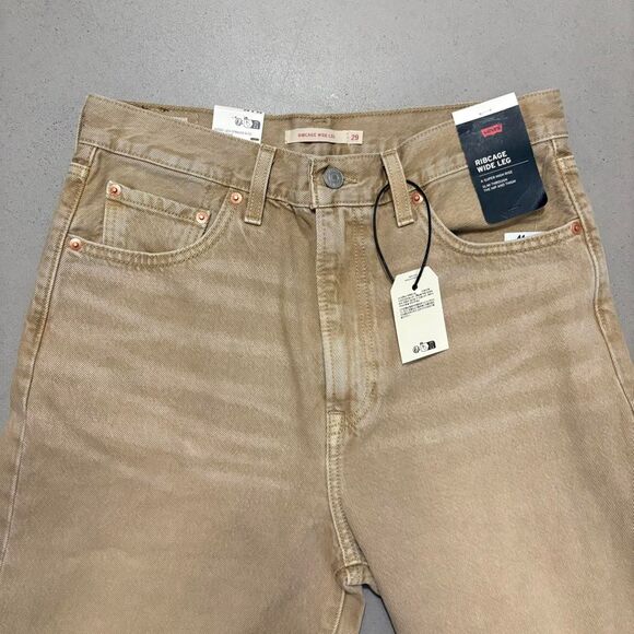 Levi's Premium Ribcage Wide Leg Jeans Tan Jeans 29x34 Tall Levis Levi 8 Long - Picture 3 of 5